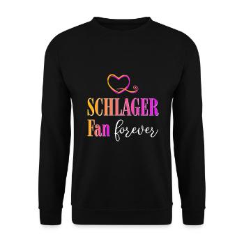 Schlager Fan forever - Unisex Pullover - Schwarz - Vorne - Alina (178cm) & Michal (187cm)