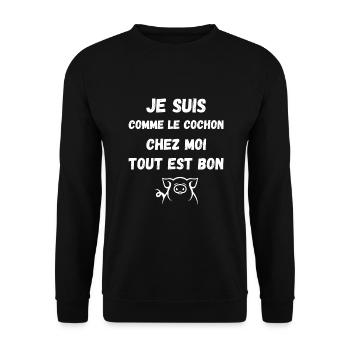 Tout est bon dans le cochon - Sweat-shirt Unisexe - noir - Devant - Alina (178cm) & Michal (187cm)