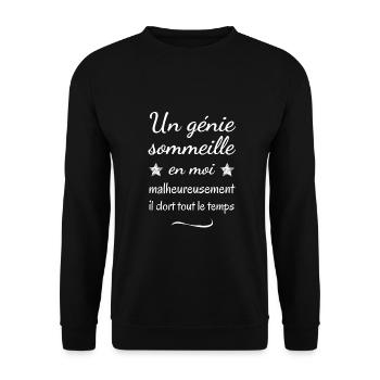 Un génie sommeille en moi - Sweat-shirt Unisexe - noir - Devant - Alina (178cm) & Michal (187cm)