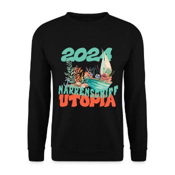 Narrenschiff Utopia im Jahr 2024 - Unisex Pullover - Schwarz - Vorne - Alina (178cm) & Michal (187cm)
