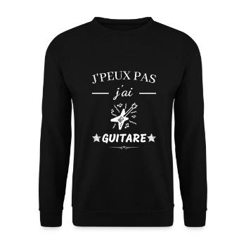 J'peux pas j'ai guitare - Sweat-shirt Unisexe - noir - Devant - Alina (178cm) & Michal (187cm)