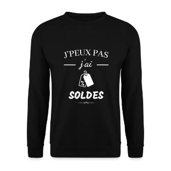 J'peux pas j'ai soldes - Sweat-shirt Unisexe - noir - Devant - Alina (178cm) & Michal (187cm)