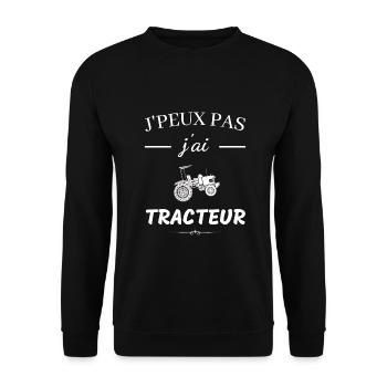J'peux pas j'ai tracteur - Sweat-shirt Unisexe - noir - Devant - Alina (178cm) & Michal (187cm)