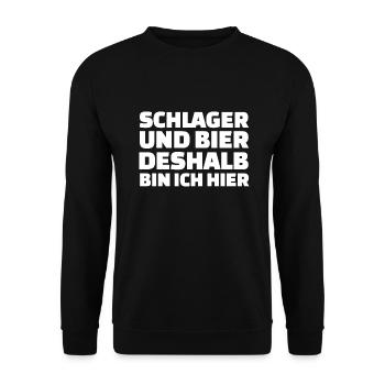 Schlager und bier deshalb bin ich hier - Unisex Pullover - Schwarz - Vorne - Alina (178cm) & Michal (187cm)