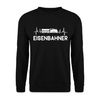 Eisenbahner Eisenbahn Beruf Zug Bahn Herzschlag - Unisex Pullover - Schwarz - Vorne - Alina (178cm) & Michal (187cm)