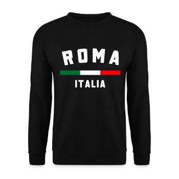 Roma Italien T-Shirt - Roma Italia Tee - Unisex Pullover - Schwarz - Vorne - Alina (178cm) & Michal (187cm)