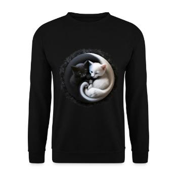 Yin Yang Kitten Chaton en optique 3D, super mignon... - Sweat-shirt Unisexe - noir - Devant - Alina (178cm) & Michal (187cm)