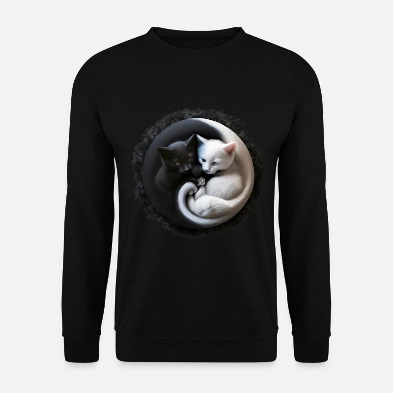 Yin Yang Kitten Kätzchen in 3D optik, super süß... - Unisex Pullover - Schwarz