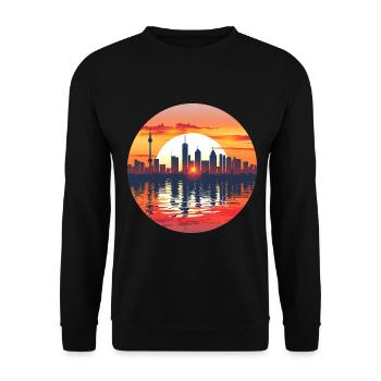 Worms Skyline - Unisex Pullover - Schwarz - Vorne - Alina (178cm) & Michal (187cm)