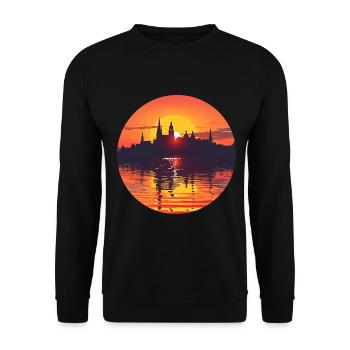 Wurzburg Skyline - Unisex Sweatshirt - black - Front - Alina (178cm) & Michal (187cm)
