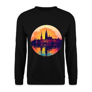 Zwickau Skyline - Unisex Pullover - Schwarz - Vorne - Alina (178cm) & Michal (187cm)