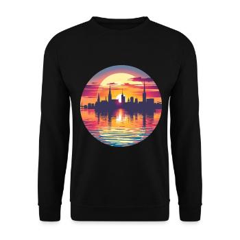 Bochum Skyline - Unisex Pullover - Schwarz - Vorne - Alina (178cm) & Michal (187cm)