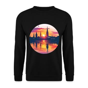 Bielefeld Skyline - Unisex Sweatshirt - black - Front - Alina (178cm) & Michal (187cm)