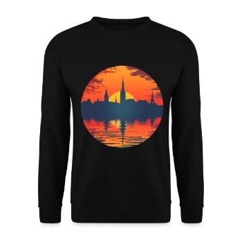 Cottbus Skyline - Unisex Sweatshirt - black - Front - Alina (178cm) & Michal (187cm)