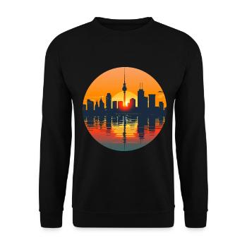 Darmstadt Skyline - Unisex Sweatshirt - black - Front - Alina (178cm) & Michal (187cm)