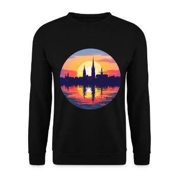 Erfurt Skyline - Unisex Sweatshirt - black - Front - Alina (178cm) & Michal (187cm)
