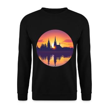 Erlangen Skyline - Unisex Pullover - Schwarz - Vorne - Alina (178cm) & Michal (187cm)