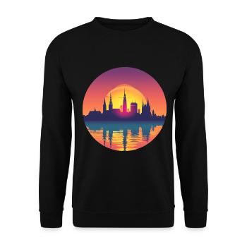 Gera Skyline - Unisex Sweatshirt - black - Front - Alina (178cm) & Michal (187cm)