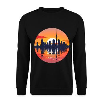 Gelsenkirche Skyline - Unisex Sweatshirt - black - Front - Alina (178cm) & Michal (187cm)