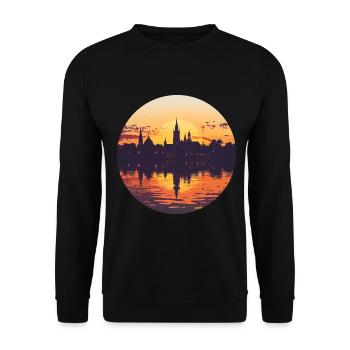 Ulm Skyline - Unisex Sweatshirt - black - Front - Alina (178cm) & Michal (187cm)