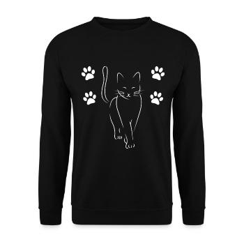 A Cat with Paws eine Katze mit Pfoten - Unisex Sweatshirt - black - Front - Alina (178cm) & Michal (187cm)