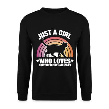 Katze Britisch Kurzhaar Geschenk - Unisex Pullover - Schwarz - Vorne - Alina (178cm) & Michal (187cm)