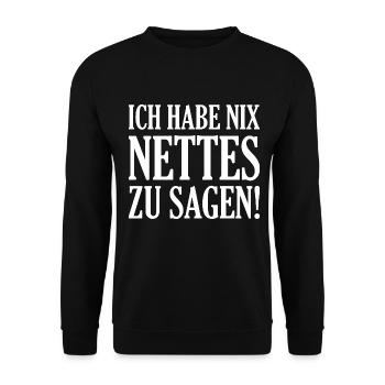 Ich Habe Nix Nettes Zu Sagen - Unisex Pullover - Schwarz - Vorne - Alina (178cm) & Michal (187cm)