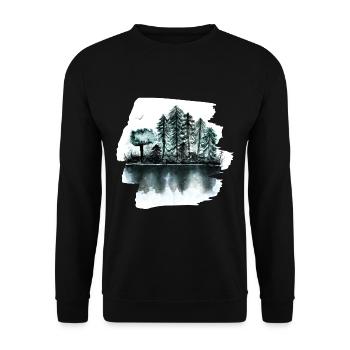 Wald - Unisex Pullover - Schwarz - Vorne - Alina (178cm) & Michal (187cm)