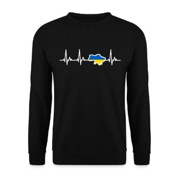 Ukraine Herzlinie Flagge - Unisex Pullover - Schwarz - Vorne - Alina (178cm) & Michal (187cm)