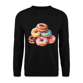 Berg Donuts | Donut Mountain - Unisex Pullover - Schwarz - Vorne - Alina (178cm) & Michal (187cm)