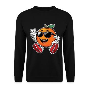 Lustiges Orangenfrucht Geschenk - Unisex Pullover - Schwarz - Vorne - Alina (178cm) & Michal (187cm)