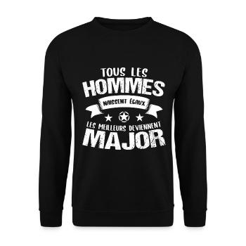 Grade major cadeau drôle militaire armée - Sweat-shirt Unisexe - noir - Devant - Alina (178cm) & Michal (187cm)