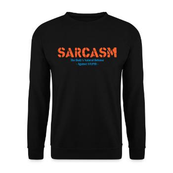 Sarkasmus Sarkastisch - Body's Defense Grafik - Unisex Pullover - Schwarz - Vorne - Alina (178cm) & Michal (187cm)