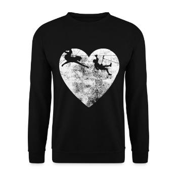 Heart - Climbing - - Unisex Sweatshirt - black - Front - Alina (178cm) & Michal (187cm)