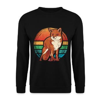 Retro Fox - Unisex Pullover - Schwarz - Vorne - Alina (178cm) & Michal (187cm)