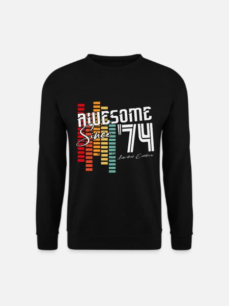 1974 Né Vintage Rétro Cadeau d’anniversaire - Sweat-shirt Unisexe - noir