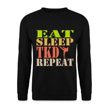 Taekwondo TKD Retro Style - Répétez votre sommeil - Sweat-shirt Unisexe - noir - Devant - Alina (178cm) & Michal (187cm)