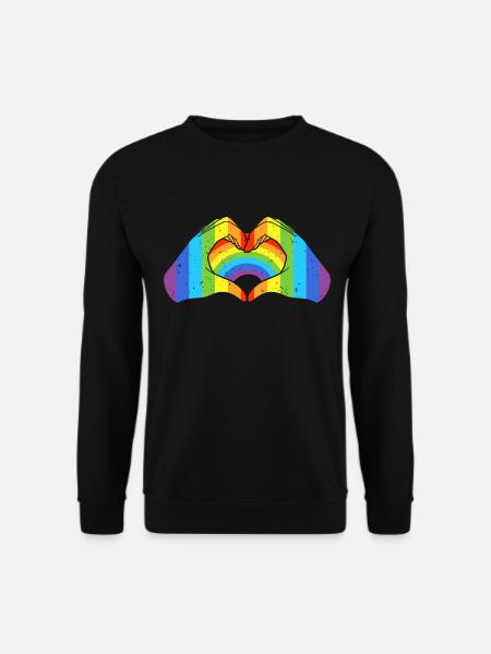 CSD LGBT Hände formen Regenbogen Herz Pride - Unisex Pullover - Schwarz