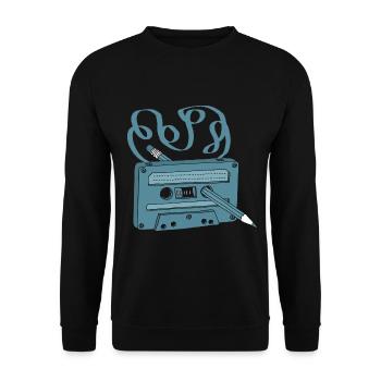 A Retro Music Cassette with a Pencil - Unisex Sweatshirt - black - Front - Alina (178cm) & Michal (187cm)