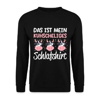 KUHscheliges Schlafshirt Kuh Schlafanzug - Unisex Pullover - Schwarz - Vorne - Alina (178cm) & Michal (187cm)