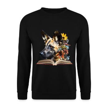 Afrikanische Wildhunde Lesen Buch - Unisex Pullover - Schwarz - Vorne - Alina (178cm) & Michal (187cm)