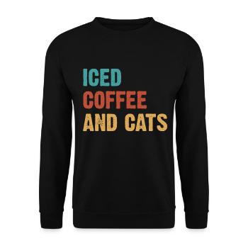Café glacé et chats - Sweat-shirt Unisexe - noir - Devant - Alina (178cm) & Michal (187cm)