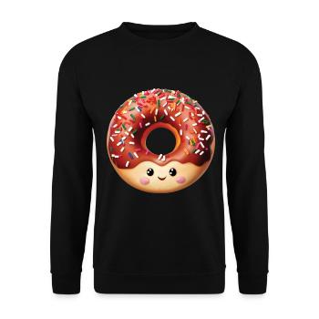Glücklich Donut - Unisex Pullover - Schwarz - Vorne - Alina (178cm) & Michal (187cm)
