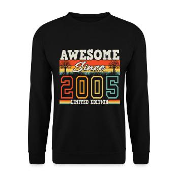 2005 Vintage Vintage Anniversaire Cadeau Rétro - Sweat-shirt Unisexe - noir - Devant - Alina (178cm) & Michal (187cm)