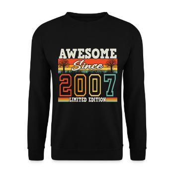 2007 Vintage Vintage Anniversaire Rétro Cadeau - Sweat-shirt Unisexe - noir - Devant - Alina (178cm) & Michal (187cm)