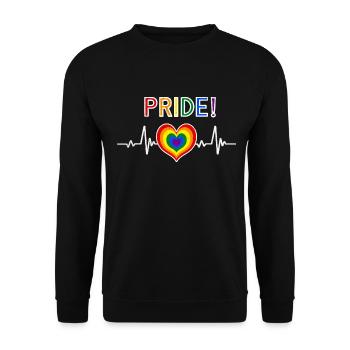 LGBTQ Pride Month Retro pride Regenbogen Herz - Unisex Pullover - Schwarz - Vorne - Alina (178cm) & Michal (187cm)