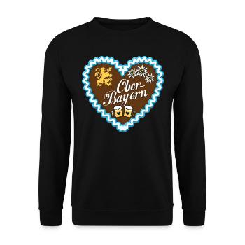 Gingerbread heart of Upper Bavaria blue lion - Unisex Sweatshirt - black - Front - Alina (178cm) & Michal (187cm)