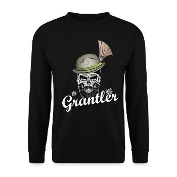 Grantler Totenkopf Bayern Grantln Männer Bart Hut - Unisex Pullover - Schwarz - Vorne - Alina (178cm) & Michal (187cm)