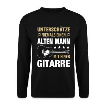 Old man with guitar guitarist - Unisex Sweatshirt - black - Front - Alina (178cm) & Michal (187cm)