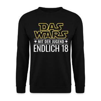 18. Geburtstag Achtzehn Das Wars Mit Der Jugend 18 - Unisex Pullover - Schwarz - Vorne - Alina (178cm) & Michal (187cm)